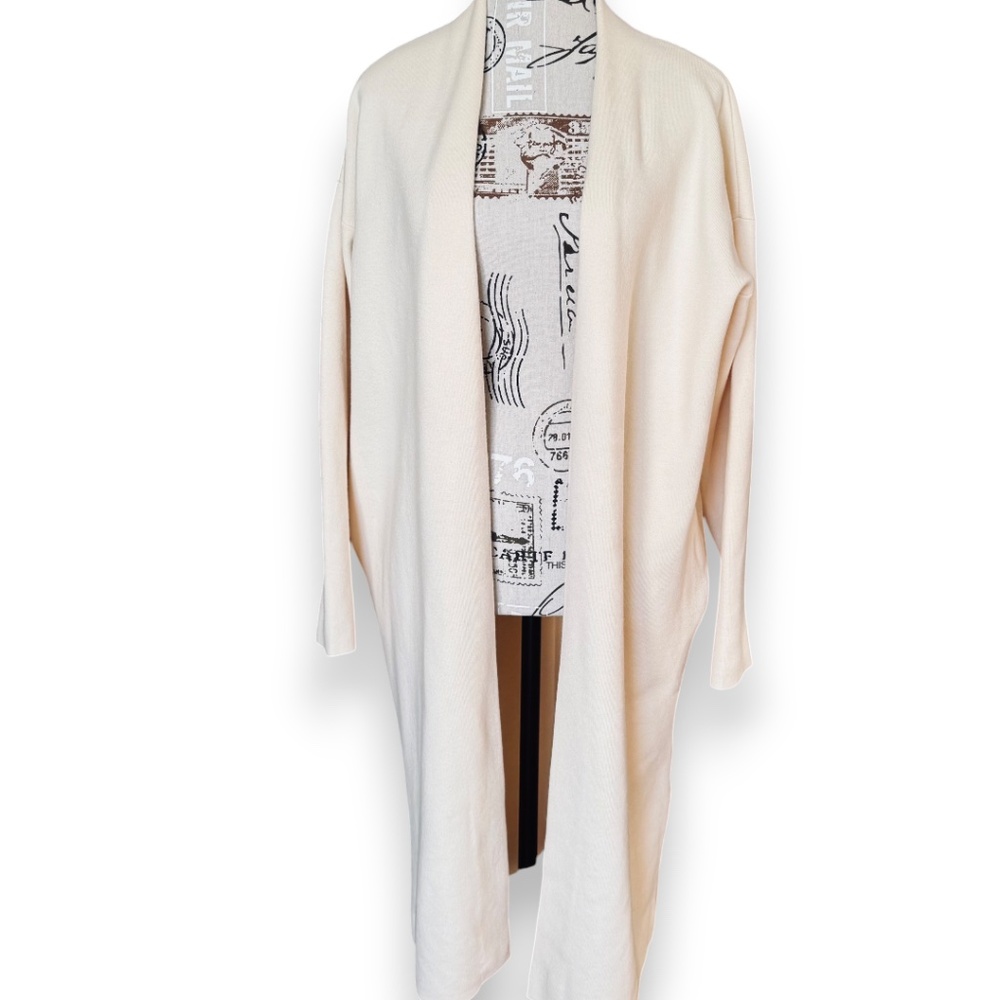 Uniqlo Cream Open-Front Long Knit Cardigan Size M